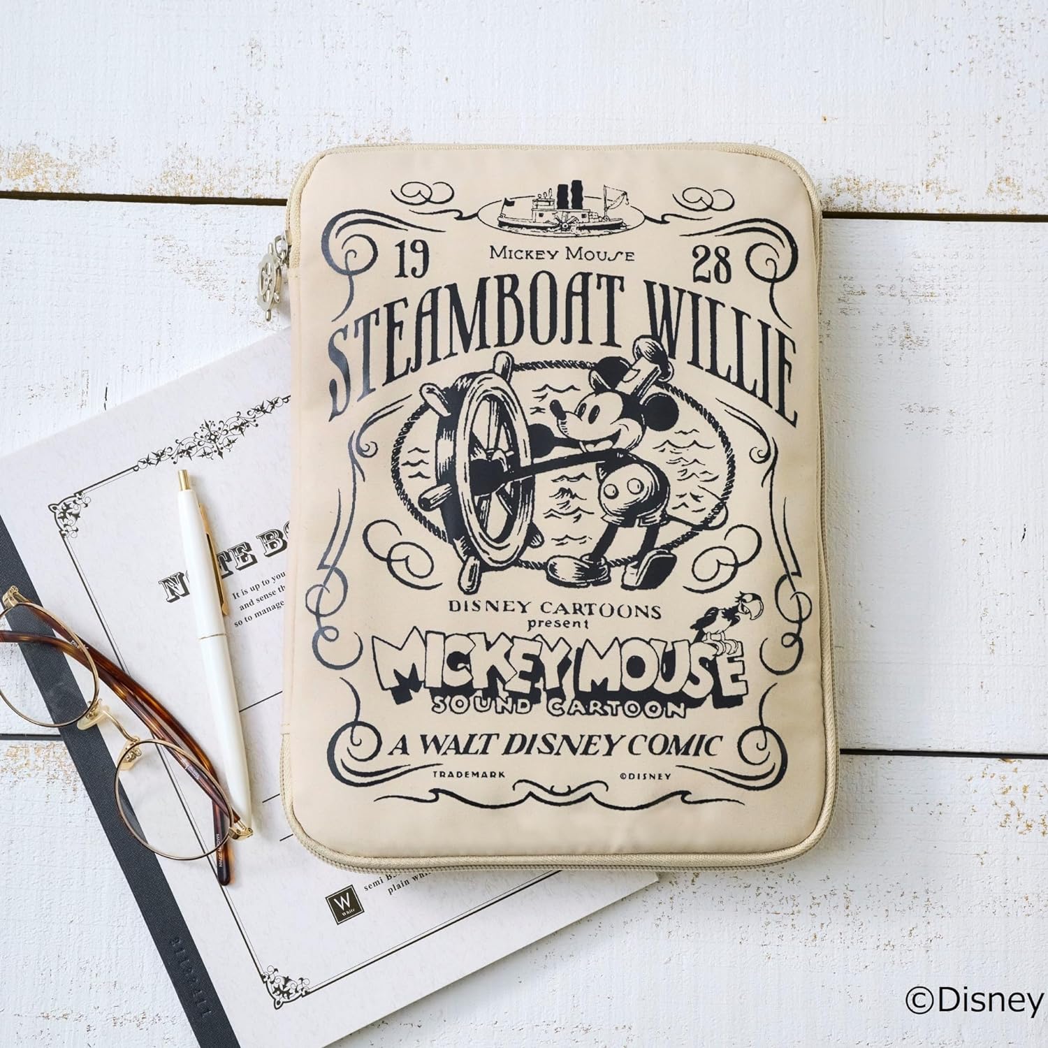 Disney 100 Years Steamboat Willie Multi-Purpose Book Pouch Disney 100 Years Steamboat Willie Multi-Purpose Book Pouch